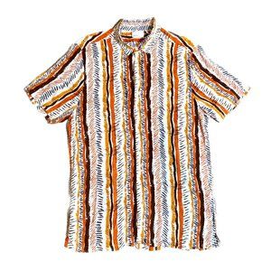 Men's ASOS DESIGN Collar Shirt | Geo-tribal pattern stripe | Orange | Size - M